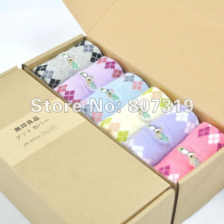 Free shipping women's socks high quality  thick women lady sock cotton knitted lady lace knee birthday christmas gift 6pairs/box