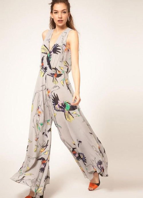 Free Shipping Women's Vest and Pant 2 in 1 Style V-Neck Floral Printed Style Sleeveless Rompers Jumpsuit  LT1933