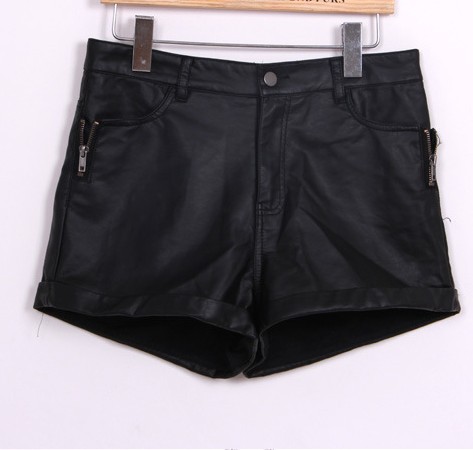 Free Shopping  Fashion zipper decoration PU leather shorts. TB 2846