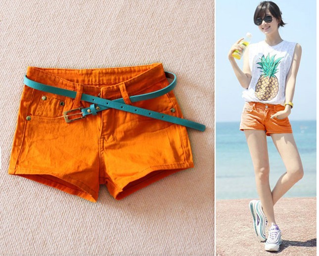 Freeshipping 2013 New fashion denim shorts women solid colour short pants beach shorts