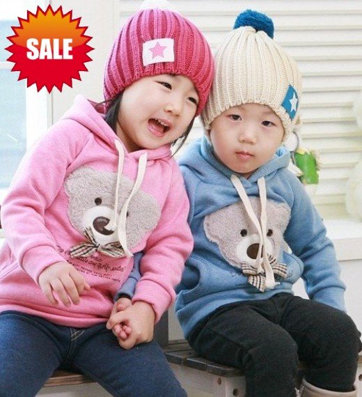 HOT children kids fashion hoodies Sweatershirts baby teddy bear coat top baby Clothes wear cotton free shipping