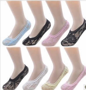Lace decoration short socks invisible socks shallow mouth sock slippers candy color socks