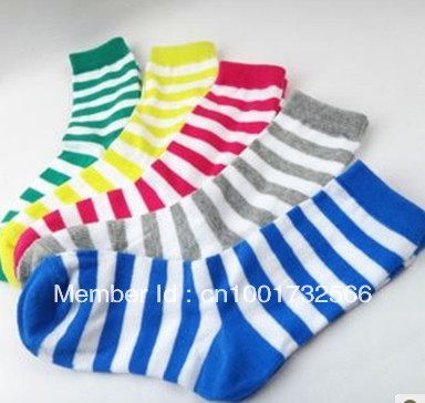 Ladies casual cotton socks color stripe short sleeve cotton socks free shipping
