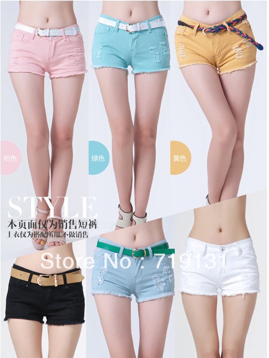 Lady denim shorts,women's jeans shorts,hot sale ladies' denim short pants 6colors,free shipping