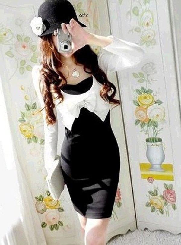 Lady dress casual cotton dress  twinset like 2012 spring summer new women's korea fashion Free Shipping Dropshipping