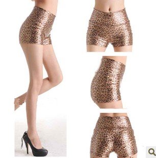 Leopard leather women shorts,leather hot pants (SIZE:S,M,L,XL)
