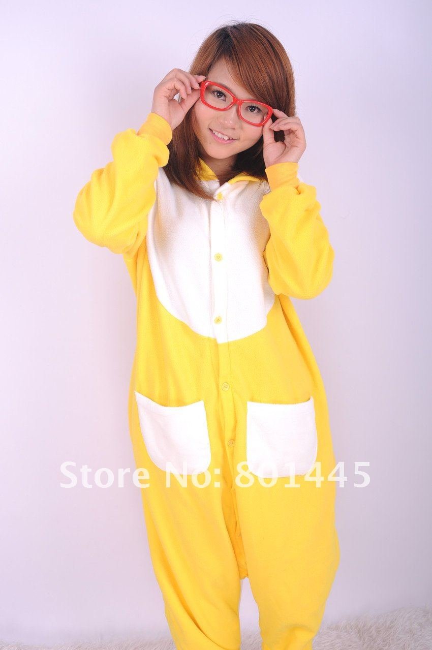 Long sleeve yellow fox design adult romper nonopnd one piece stretchy sleepers polar fleece for 145~185cm free shipping