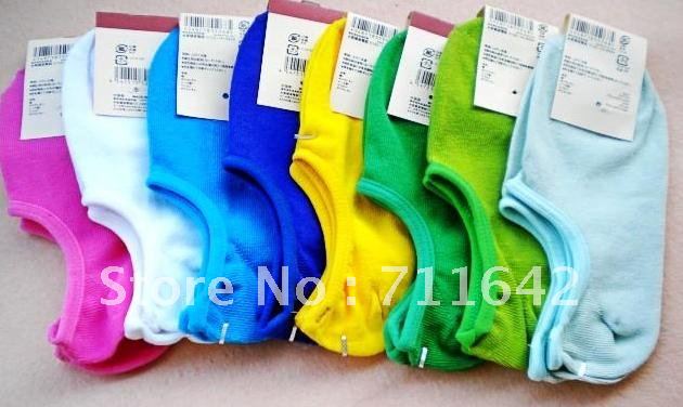 Lovely color candy color woman pure cotton socks shallow mouth stealth ship socks