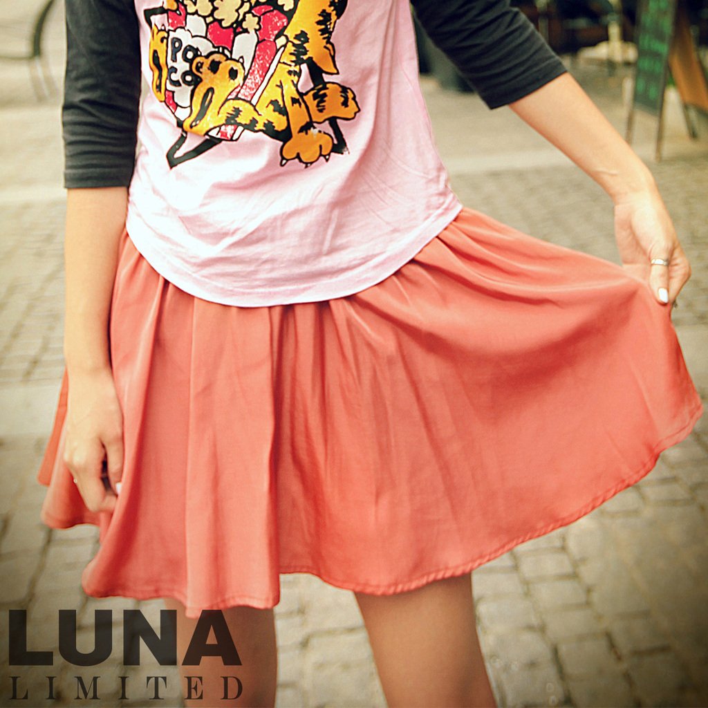 Luna fresh orange powder spring and summer women short skirt candy color culottes send strap dk00327