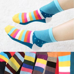 Min Order $10(mixed order)Cute  diagonal stripes cotton socks  ladies wave stitching WHOLESALE FREE SHIPPING