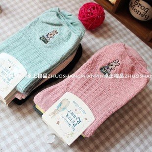 Min Order $10(mixed order)Cute Peter rabbit stripes cotton socks over-the-calf  lady  stockings WHOLESALE FREE SHIPPING