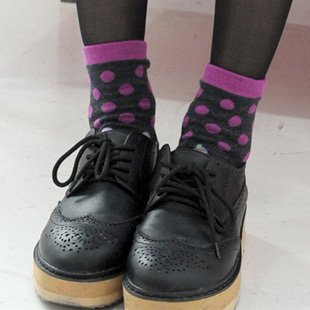 Min Order $10(mixed order)Lovely autumn new gradient color dot cotton socks  ladies WHOLESALE FREE SHIPPING