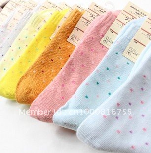 Min Order $10(mixed order) Retail    Cute candy color dot &cotton socks