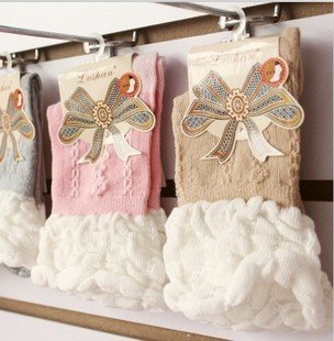 Min Order $10(mixed order) Retail Cute princess lace bubble mouth lady cotton socks