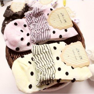 Min Order $10(mixed order) Retail  Lovely lace bubble edge  striped ladies socks