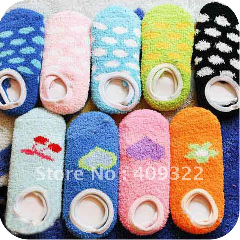 Min.order $10,mixed order thickening cartoon coral fleece female socks slip-resistant floor socks sock slippers towel socks 40g