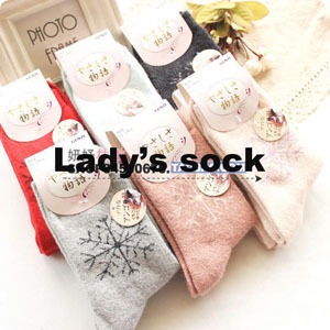 Mix Rabbit wool Wholesale 10pairs/Lot Women Gilr snowflake  warm soft Christmas  snowflake sock socks Lovely Casual Cotton