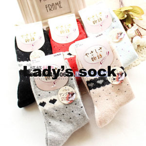 Mix Rabbit wool Wholesale free shipping Heart  10pairs warm soft Christmas candy Women snowflake sock socks Lovely Casual Cotton