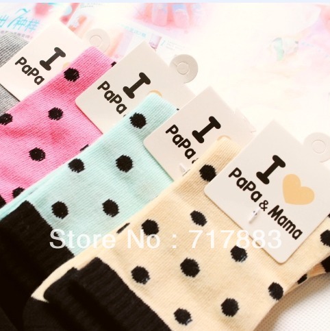 NEW ARRIVAL candy color high-heeled shoes polka dot plaid 100% cotton sock/korea ladies socks 6pcs/lot wholesale,FREE SHIPPING