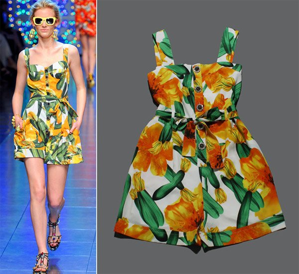 New Fashion 2012 Luxurious Brand Europe Stylish Women Floral Printed Jumpsuits/Romper/Overalls SS12086  Free Shipping