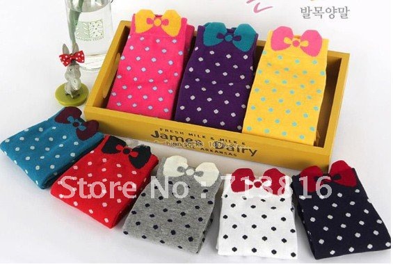 New!!! Lovely free shipping cotton lady socks . bowknot  socks .wholesale christmas gift