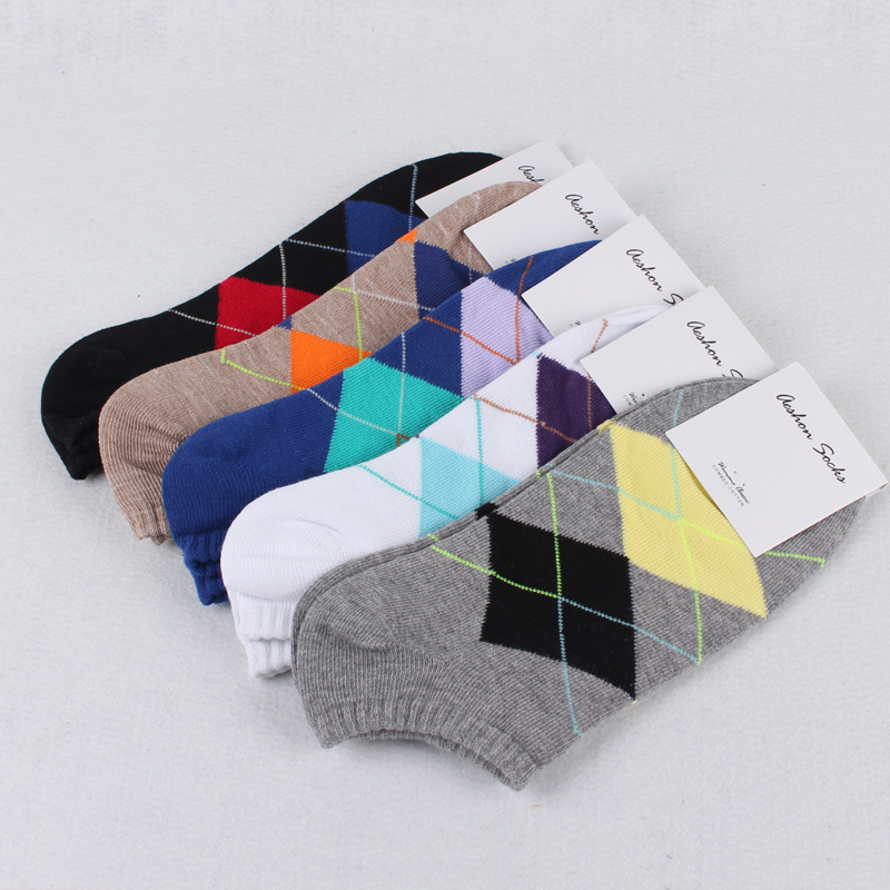 Plaid socks for spring and summer, with jacquard craft, sock slippers for both men and women