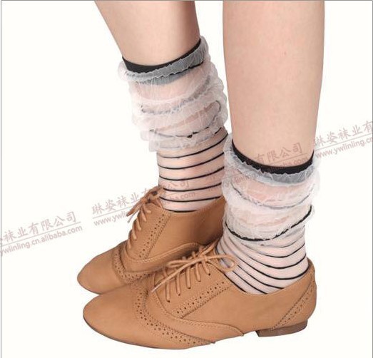 Pola, authentic, ultra-thin han edition fashion female short stockings striped  socks for summer 1255