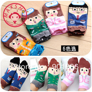 Promoting lovely family cotton sock slipper 6 members/ lot kawaii sock stores online