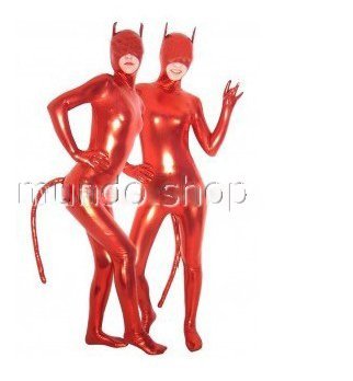 Red Shiny Full Bodysuit Unisex Zentai #34 2pcs freeshipping