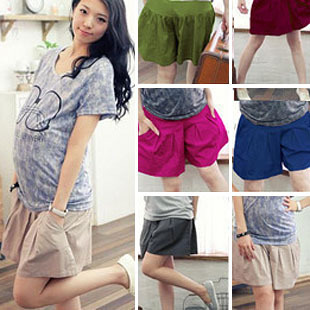 Rm21 fashion maternity clothing spring and summer plus size cotton hemp loose elastic shorts