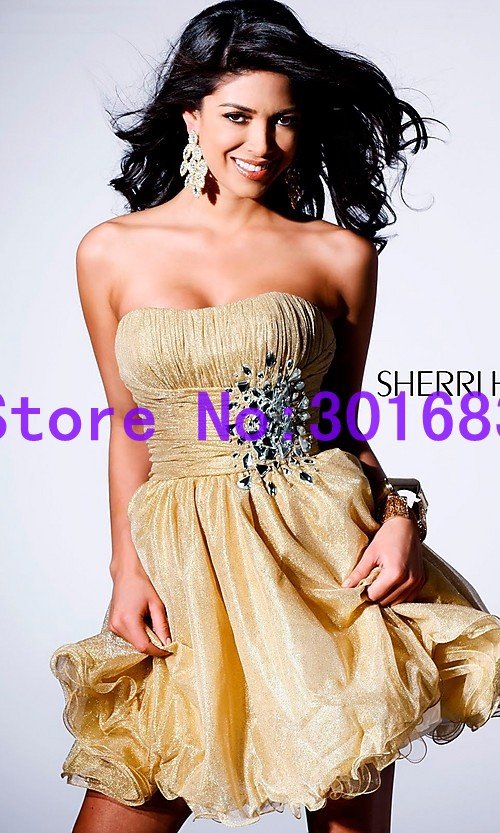 SD3087 Short Gold Dress homecoming/party/cocktail/casual dresses
