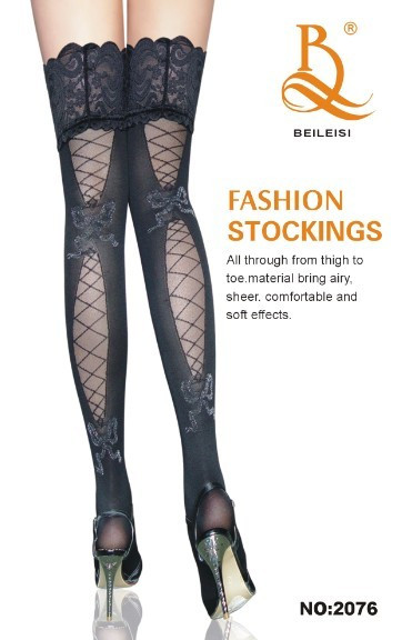 Sexy lace decoration silica gel slip-resistant stockings 92076 sexy stockings