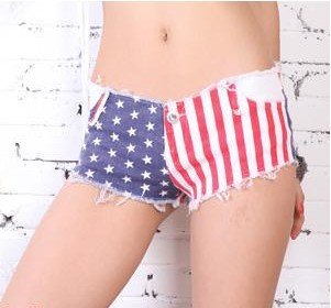 sexy night mounted DS us pole dance street dance performance suits flag Flash Joker ultra wash water shorts hot pants