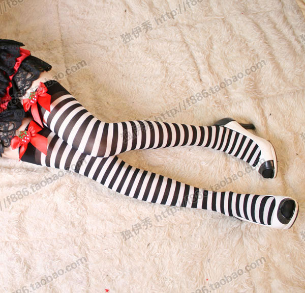 Sexy strawberry stockings striped bow students socks