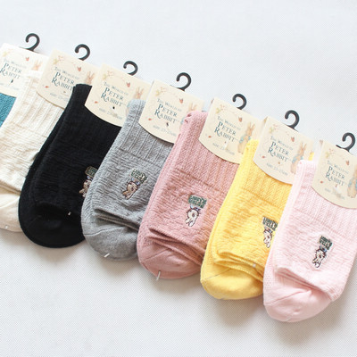socks for lady cotton cartoon lovely  pure color foreign trade wholesale