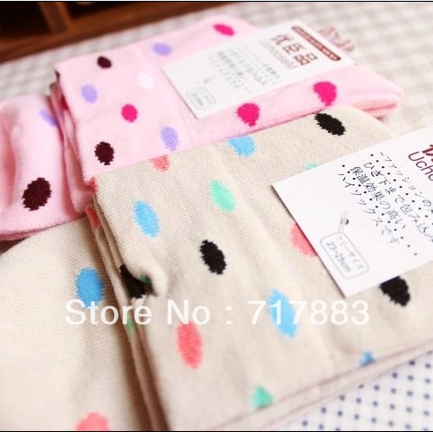 SOCKS WHOLESALE A250 candy color solid polka dot autumn and spring women's 100% cotton sock,FREE SHIPPING
