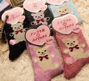 Socks wholesale qiu dong upset warm cute teddy bear sock rabbit wool socks