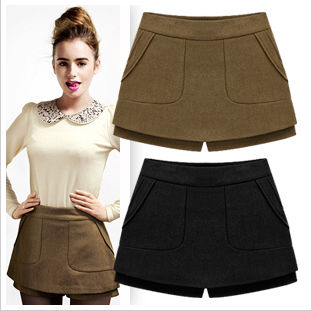 Spring and summer new European and American retro Ms. shorts shorts ladies woolen culottes woolen