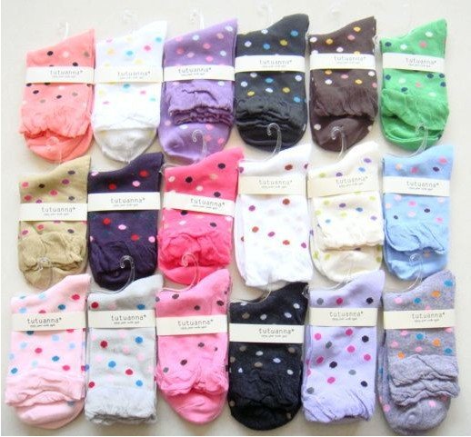 Stockings Cute Women's Cotton Comfortable Breathing Socks With Polka Dot Design,20 Pair/Lot+Free shipping fur boots