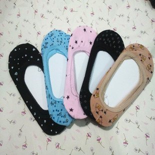 Summer slippers female shallow mouth ,Invisible floor socks, Candy multicolor dot, lace socks