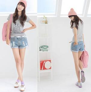 Summer small bit of the new hot pants low waist pants to wear white the flanging light-colored shorts women