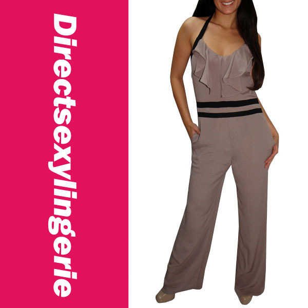 Vintage Clubwear Jumpsuits Classy Affair Taupe Black Pant Sets LC8542 + Cheaper price + Free Shipping Cost + Drop Shipping