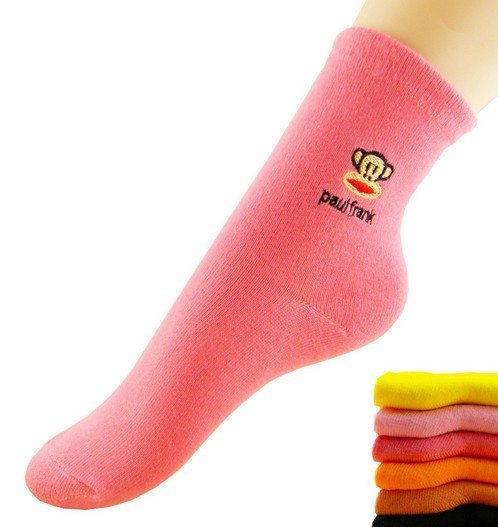 Wholesale 10pairs/lot Pure Color Embroidery Cotton Socks Women Free Shipping
