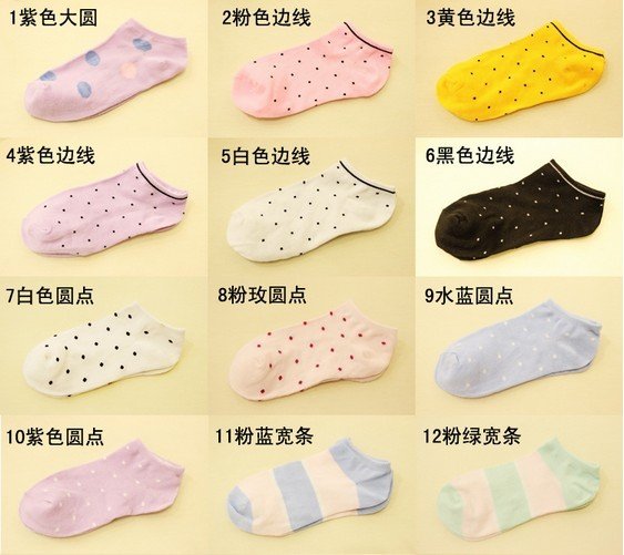 Wholesale 20 pairs/lot New Arrival Mix Cotton Candy Colored Socks Women & Socking Anklet Free Shipping