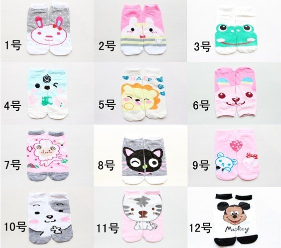 Wholesale 2012 New Arrivel Cotton Blends Women Cartoon AB Sock SOX Fit For 34-39 Yards Free Shipping