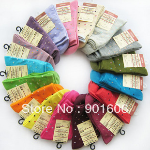 Wholesale 2013 Hot Sale Women Solid Candy Color Dot Short Sock Fit For 34-39 Yards Cute SOX free Shipping