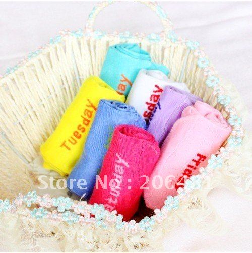 Wholesale Cute Love Heart combed Cotton Week 7 Days Lady Ankle Socks 7 pairs/Lot