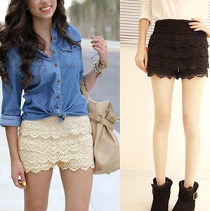Wholesale - Hot Women Sweet Cute Crochet Tiered Lace Shorts Skorts Short Pants