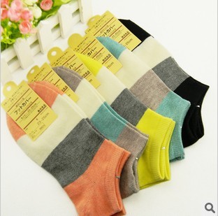 wholesale women's striped cotton ankle sock 20 pairs/Lot mix colors free shipping