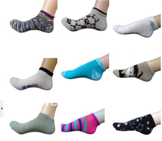 Wholesale1 lot=500pieces= 100pairs women cotton socks sports sock boat MIX any design is available